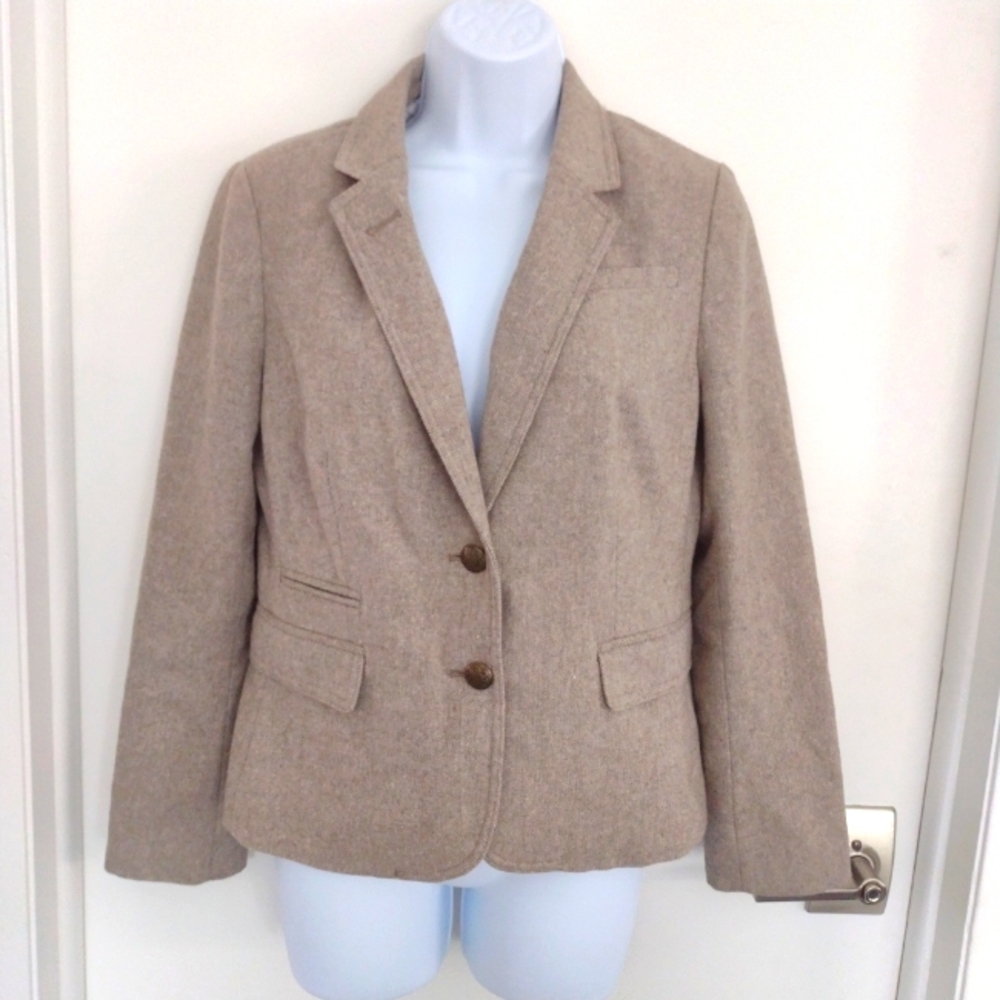 Banana Republic tan beige wool blend two button blazer size 8P